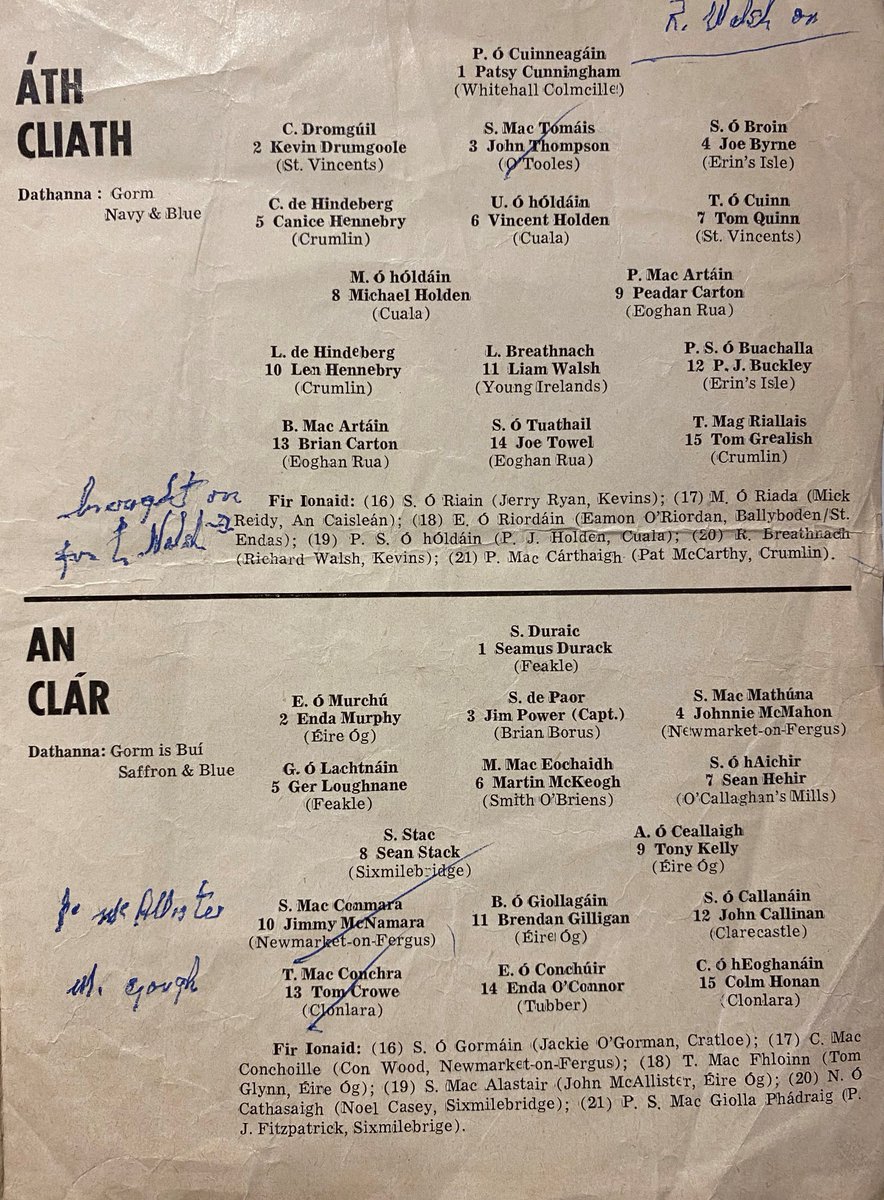 ProgrammesGaa's tweet photo. 1975 National Hurling League; Dublin v. Clare. Football Challenge; Dublin U21 v. Clare Senior https://t.co/01YbbrdoZQ