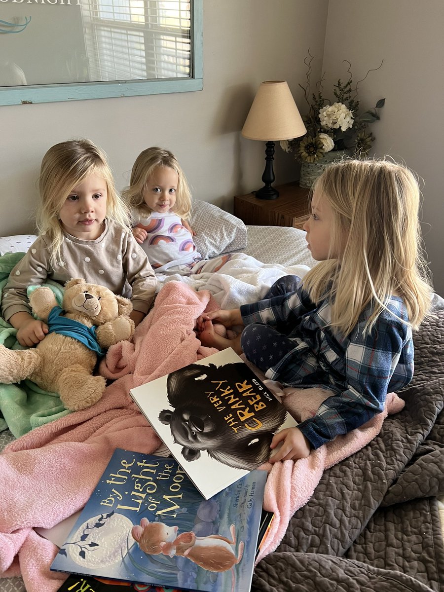 When it gets quiet and you wonder what they are getting into and find out they are playing “Get ready for bed”