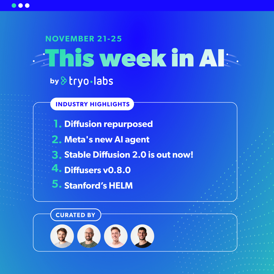 1/ This week in AI by Tryolabs: our curated list of the most impressive and highlighted content in AI, plus an extra 🎁 knowledge bonus from our team. 

#ThisWeekInAIbyTryolabs
📆 2022 | November 21 - 25 🧵