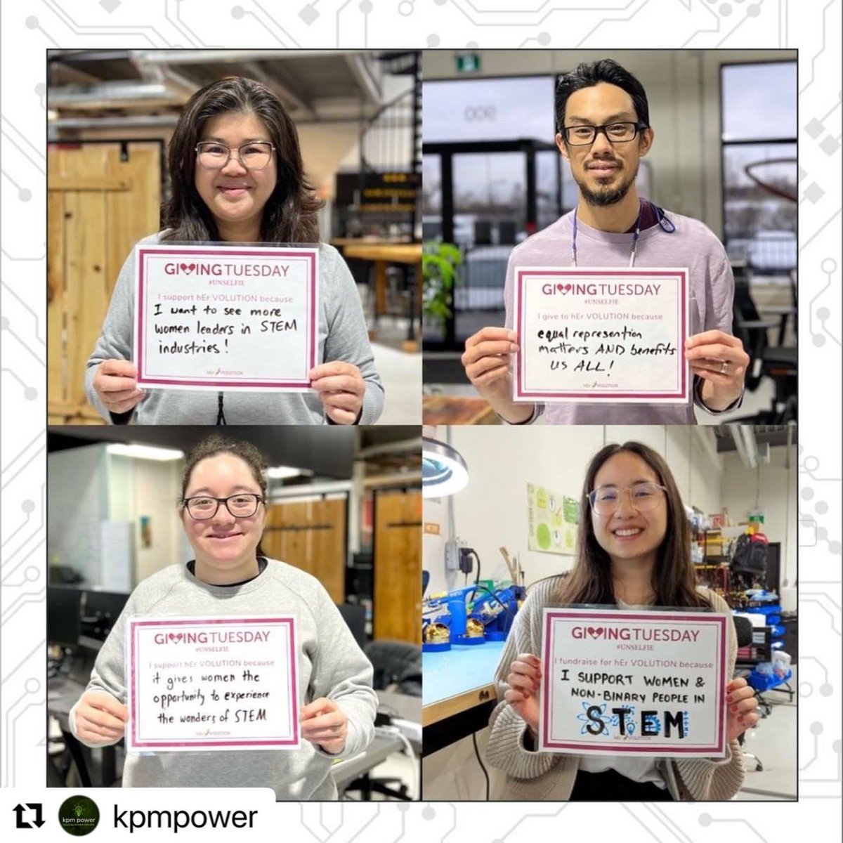 hEr_VOLUTION's tweet photo. We are very grateful to our friends at @kpmpowerinc this @GivingTuesdayCa ! Each #Unselfie speaks volumes for the next generation of women and non-binary individuals in STEM!
#grateful #thankyou #GivingTuesdayCA #hErVOLUTIONHero #STEMingUP #GOstem #KPMPowerInc #canada https://t.co/EdiocPcVCB