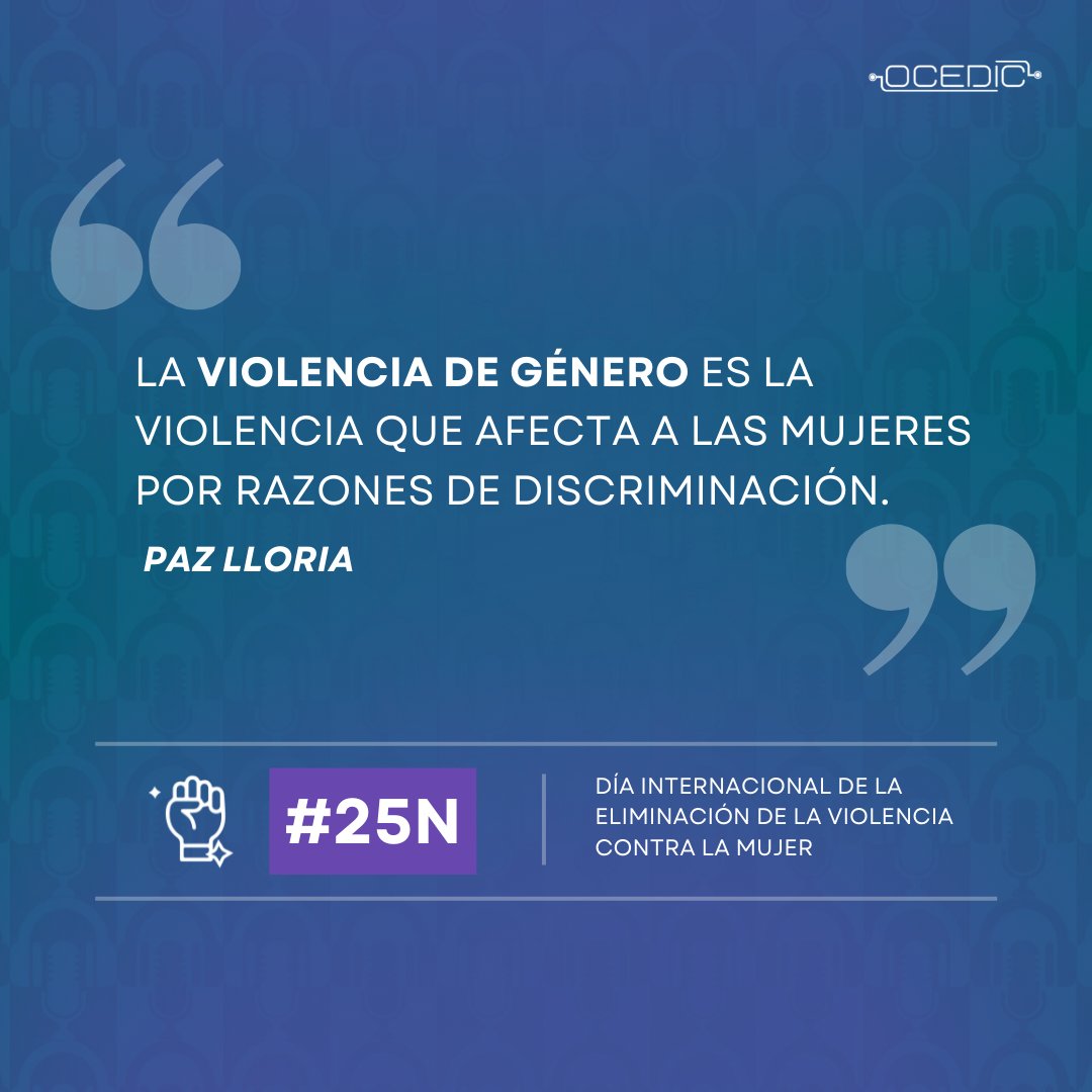 ocedic's tweet photo. Día Internacional de la Eliminación de la Violencia contra la Mujer | #25N ✊🏻

Para conmemorar el día de la NO violencia de género, qué mejor que compartirles el PODHACK de una gran referente internacional en el tema: @PAZLLORIA, entrevistada por nuestra directora @danydupuyok https://t.co/arfdACmRQR