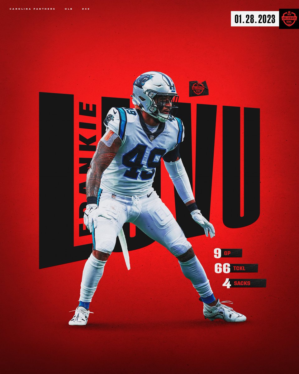 NFLPABowl's tweet image. 66 tackles and he isn’t done yet 😤

@frankluvu7 notched double-digit tackles last week and also recorded a sack — making it three sacks in his last two games. Our #NFLPABowl alum is currently having the best season of his career and we’re all here for it 🍿

 #NFLPABowlPro