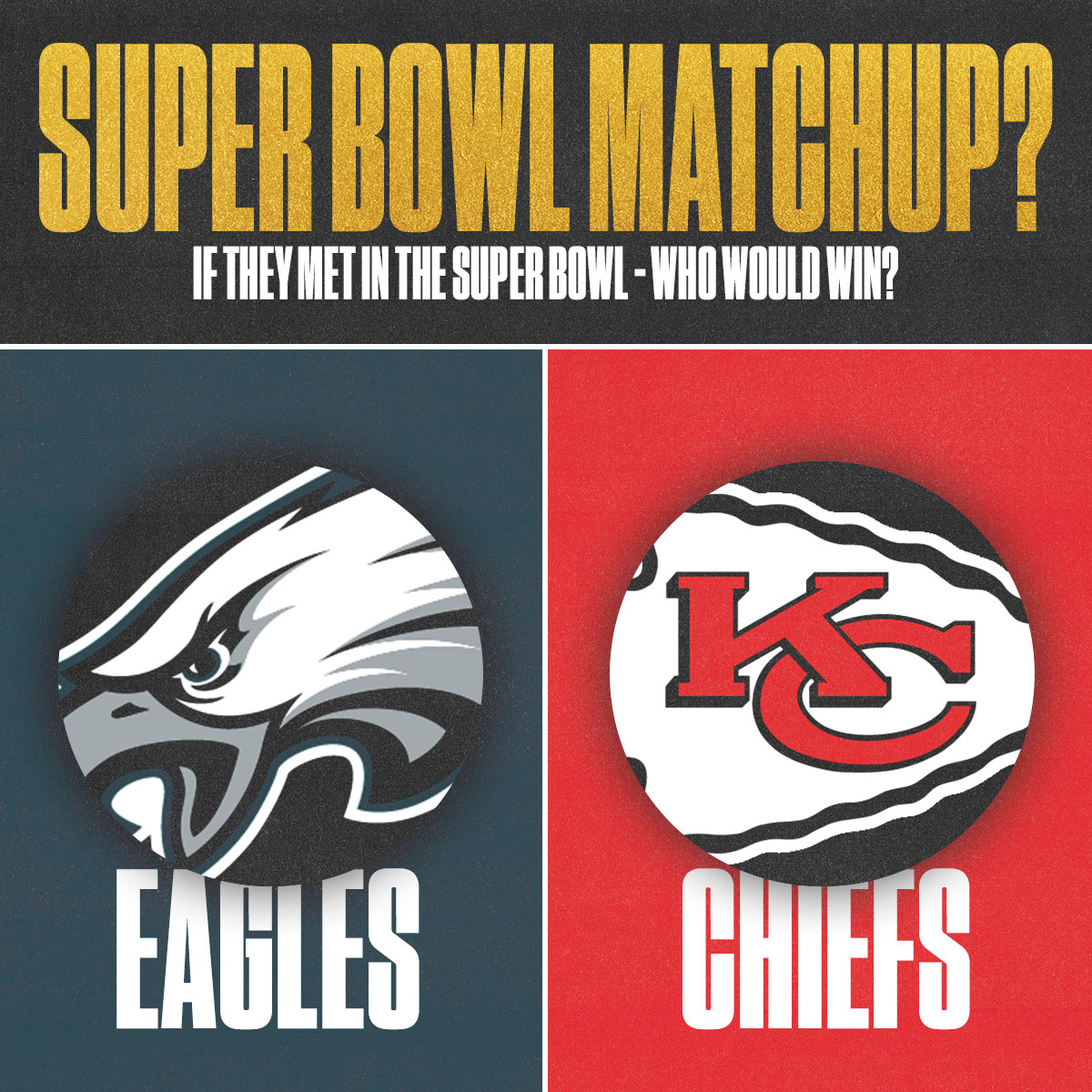 SNFonNBC's tweet photo. No. 1 in the NFC vs. No. 1 in the AFC. 

If they meet in the Super Bowl, who would win?!

RETWEET for #FlyEaglesFly 
LIKE for #ChiefsKingdom https://t.co/QH5pw0o8z5