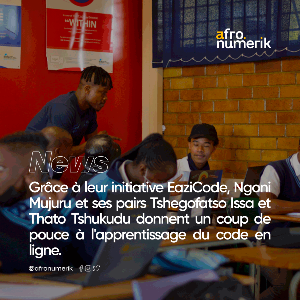 Afronumerik's tweet photo. Un exercice qui devient facile non seulement en Afrique du Sud, mais dans toute l'Afrique. Un moyen d'assurer une éducation de qualité dans le domaine de la programmation.
#eazicode #africatech https://t.co/3Xs7W49s3R