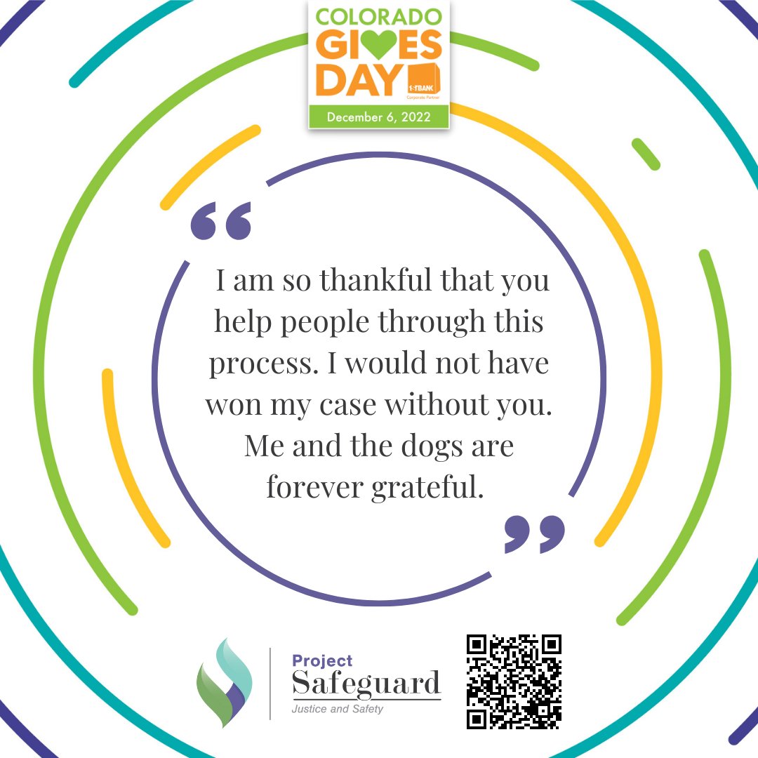 psghelps's tweet photo. PSG has been providing life-changing legal services to survivors of gender-based violence for nearly 40 years! 

Scan the QR code on these images or head to https://t.co/jhPhkjXGj3 to help us reach our $10,000 Colorado Gives Day goal. https://t.co/ulOkt68oAu