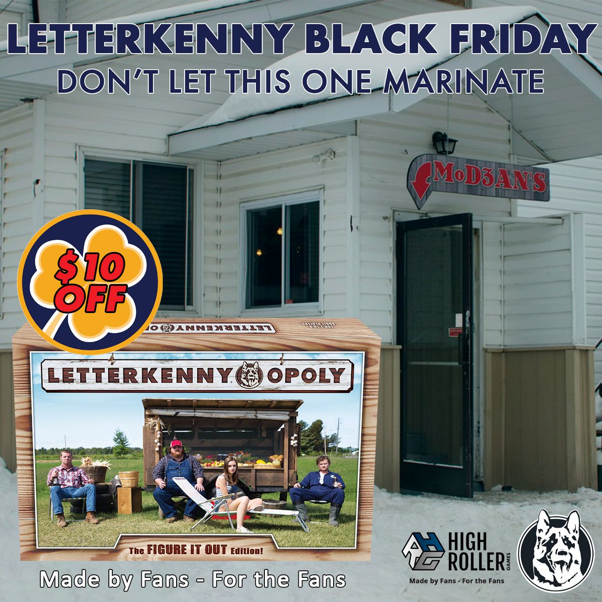It's Black Friday and you know what that means! Sales! This weekend get $10 off Letterkenny Opoly! Pitter Patter! highrollergames.com/products/lette… #HighRollerGames #Letterkenny #BlackFriday