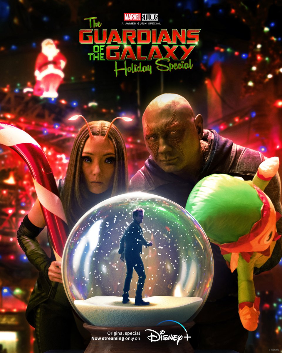 Marvel's tweet photo. Marvel Studios’ Special Presentation: The @Guardians of the Galaxy Holiday Special is now streaming only on @DisneyPlus. https://t.co/Bv5c2U60Ry