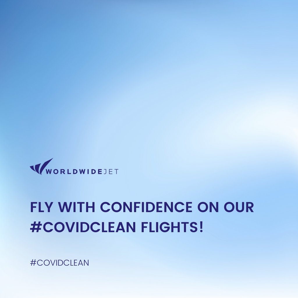 WorldwideJet's tweet photo. Worried about traveling because of COVID concerns? Relax when you fly with us, as we continue to make safety and sanitation our top priorities. #WorldWideJet #JetLife
#COVIDClean #PrivateJet #PrivateJetTravel #LuxuryTravel #PrivateCharter https://t.co/OH7ZYGatPZ
