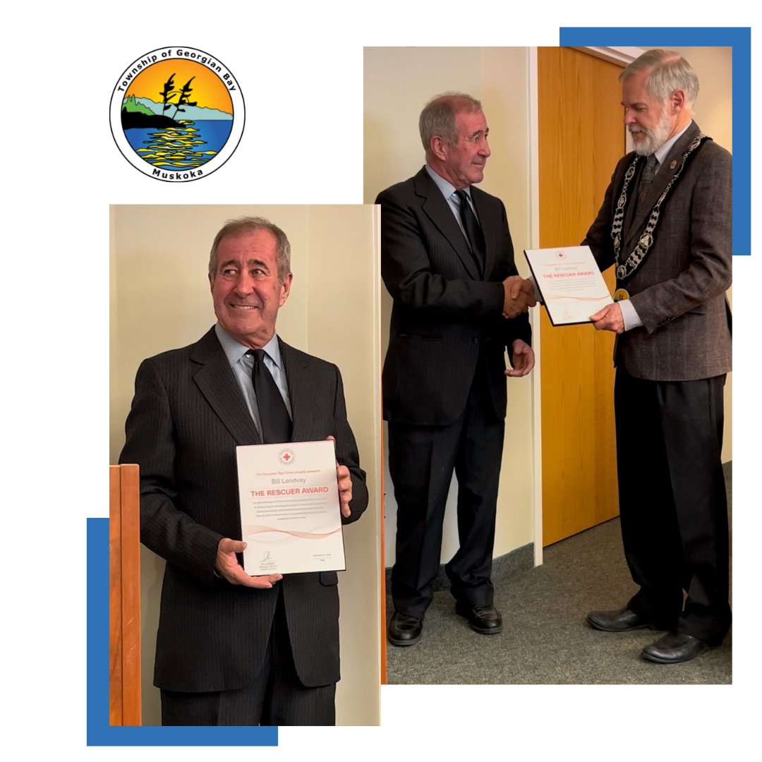 gbtownship's tweet image. On Monday, November 21, 2022, Staff member Bill Lendvay was presented with the Canadian Red Cross Rescuers Award for his fast action in saving a child's life.

For the full press release, see here: ow.ly/bTx750LNPVR

#LocalHero #GeorgianBay #GBFire