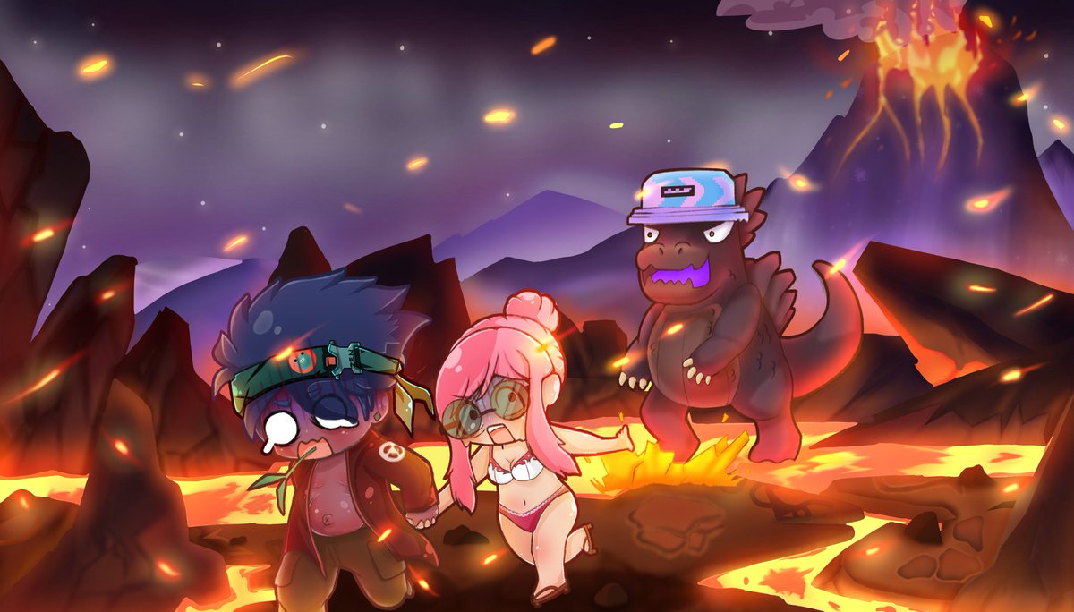 Space is full of negativity now. What about some fun commissioned Chibi art featuring NFTs from different communities? 

Had a lot of fun moodboarding &amp; seeing <a href="/BeastQuit_Art/">Biskwit 🍪</a> put this into life💕

NFTs featured:
<a href="/AzukiOfficial/">Azuki</a> #1171
<a href="/KaijuKingz/">KaijuKingz</a> #3283
@childrenofukiyo #5601