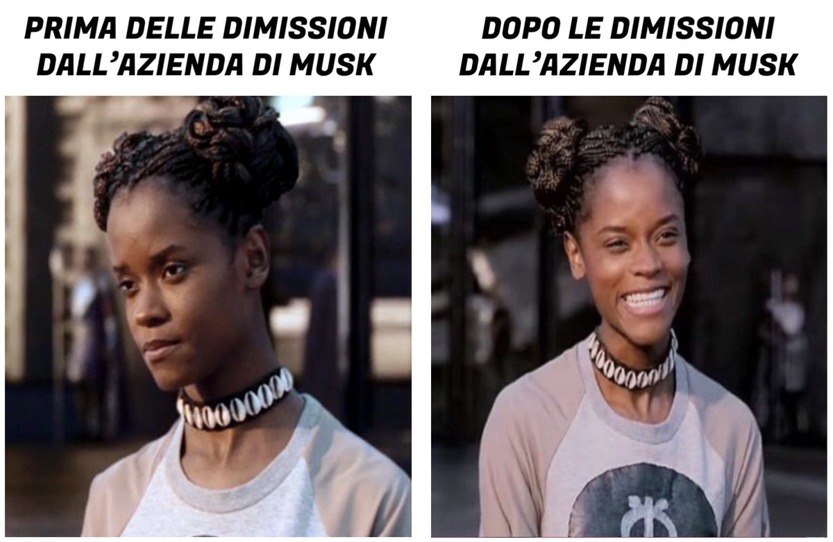 acmemetico's tweet photo. Anche tu meriti di essere felice #elonmusk #twitter #greatresignation #blackpanther #wakandaforever #shuri #memes #italianmemes #leftmemes https://t.co/KxKIocUrsI