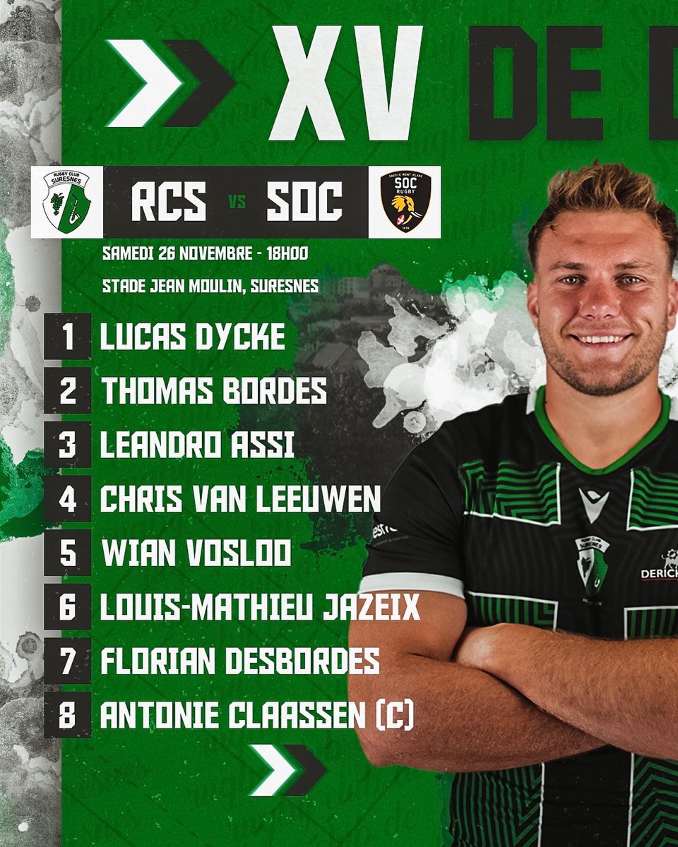 RCSuresnes's tweet photo. [ COMPOSITION 📇 ]

Voici la composition pour ce choc face à un concurrent direct au classement. Les joueurs vont avoir besoin de votre soutien. On vous attend nombreux à Jean Moulin à partir de 17h00 ! 

#AllezSuresnes #VertsEtNoirs #Nationale https://t.co/VRHQSjh9EP