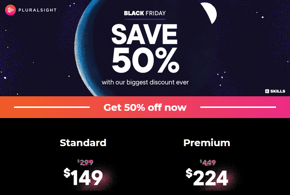 50% OFF!!! - #BlackFriday SALE at  #Pluralsight!

Claim offer: pluralsight.pxf.io/1XBma

One of the best eLearning portals out there, Pluralsight is offering Annual Subscriptions for $149!
 #datascience #tableau #python #machinelearning #SQL #powerbi #datafam #azure #excel #Data