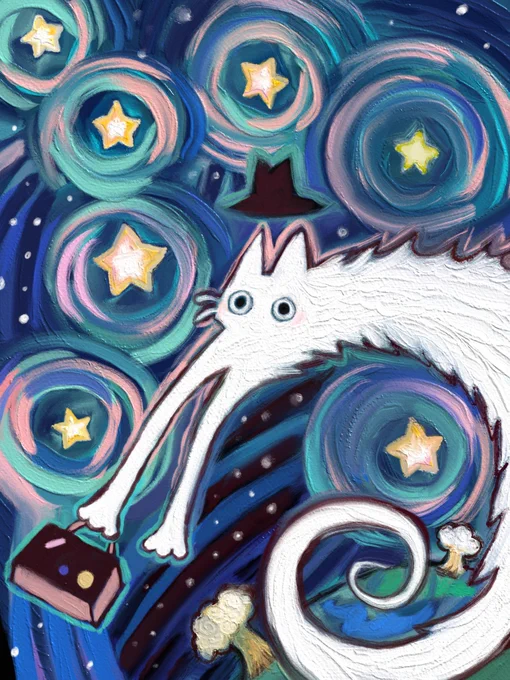 my 2 most popular prints……people love white animals in space 