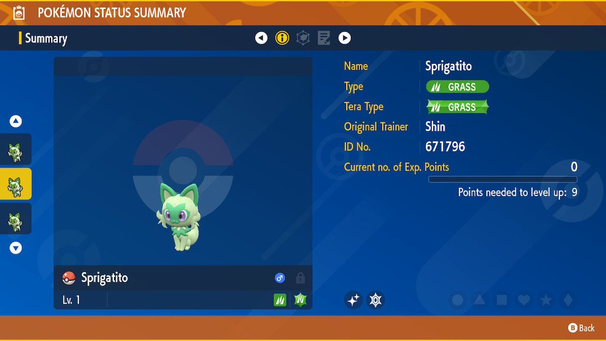 Shin_Hanai's tweet photo. Primer Shiny del juego para arrancar la cacería #Shinyhunting #PokemonScarletViolet #spirigatito https://t.co/AHoug4yGL6