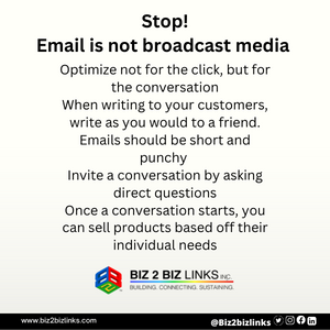 Biz2BizLinks's tweet image. Make your emails more enjoyable! Writing to customers as if you&apos;re having a conversation helps both you and the customer!

#Biz2BizLinks #business #entrepreneur #smallbusinesssupport #smallbusinesses #businessowners #businesstip #emails #customers #explorepage