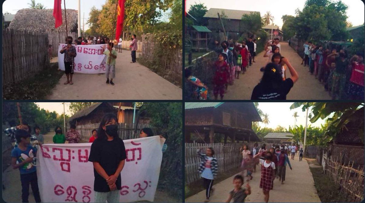 yuri_yukimura's tweet photo. The protest against genocidal military dictatorship was held by the protesters of Shwe Nwe Thway Strike in Yinmarbin township today.  #2022Nov25Coup #HelpMyanmarIDPs #WhatsHappeningInMyanmar https://t.co/1WsAY4Iwaz