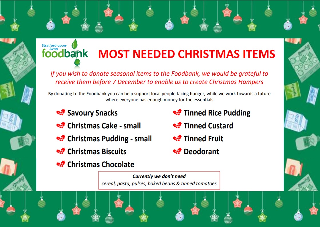 SOAFoodbank's tweet photo. Can you help? At the moment we do not have enough of these Christmas items to be able to create our Christmas community hampers - we need donations by Wednesday 7 December latest - thank you for your support 💚 https://t.co/ipc23RUvTb