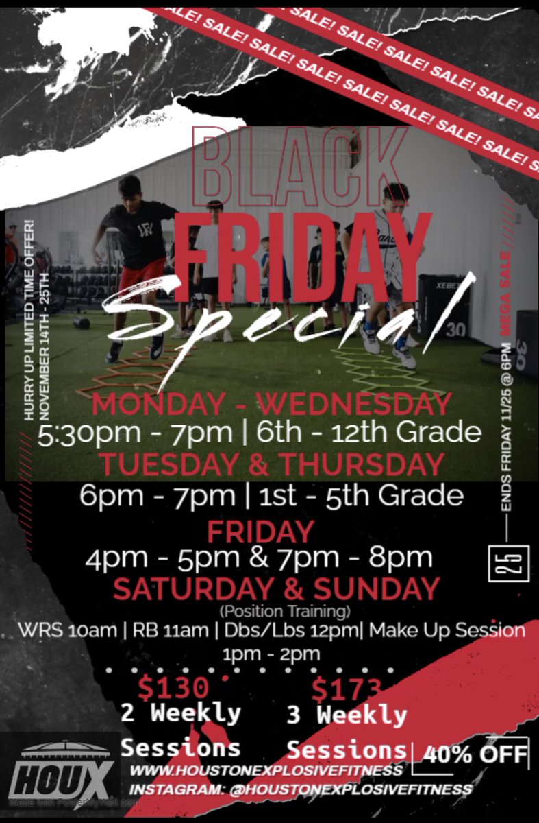 CWPerformance_'s tweet image. Good morning don’t forget we’re having Black Friday special with our level 2 &amp;amp; 3 training packages. You’re saving 40 percent on each package. Sell ends today at 6pm. Great opportunity to start on off season training. Have any questions send a message. @ExplosiveHTX