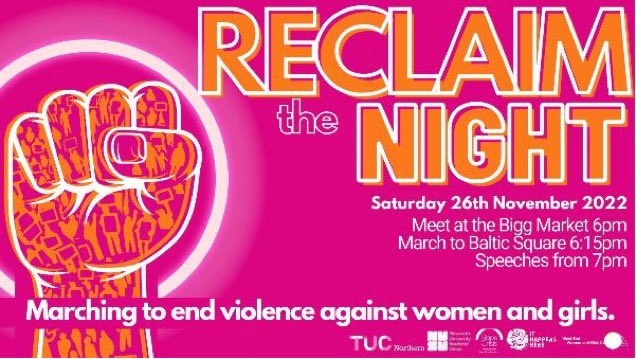 Join @NEUnorthern and @TUCNorthern on Saturday 26 November for Newcastle's annual Reclaim the Night march. 
Take to the streets, raise your voice and demand an end to violence against women and girls! #ReclaimTheNightNewcastle