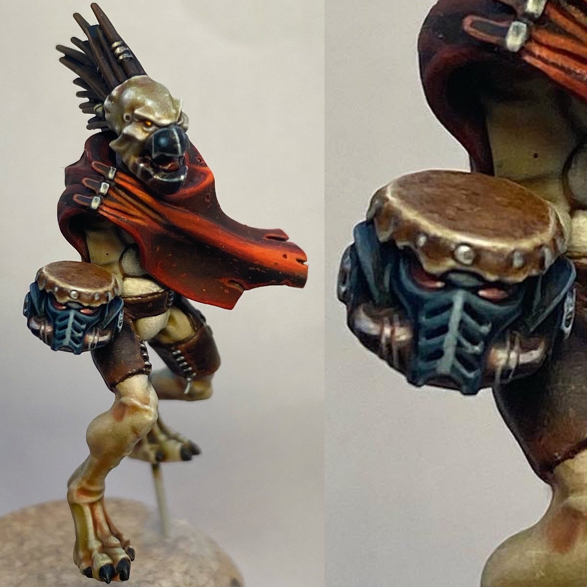 MamikonPaints's tweet photo. Kroot with a drum made out of a Space Marine helmet. 

Got the idea from Jakob Rune Nielsen ☺️

Hope you like it! 
#WarhammerCommunity https://t.co/oUPLCNsqq1