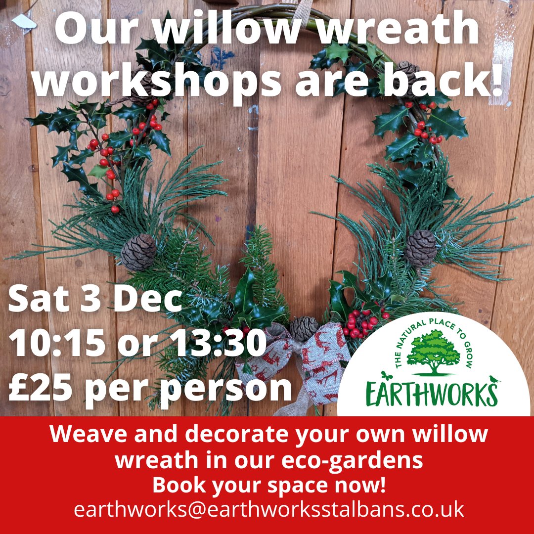 Book now and join us for a morning or afternoon in our eco-gardens and cosy log cabin, to create and decorate a sustainable wreath from natural materials. #sustainablechristmas #stalbanslife #naturalcrafts