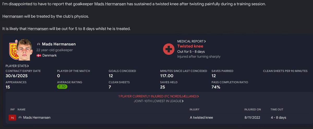 2nd choice GK complains about playing time. Accepts he’ll have to be backup for now. 2 hours later, first choice GK injured. 🤔