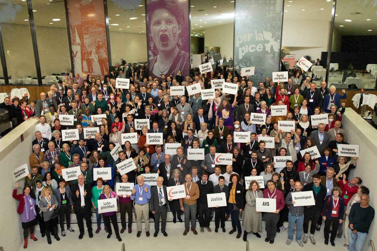 "Der soziale Kampf für bessere Löhne, Renten und die Gleichstellung bleiben auch die nächsten 4 Jahre unsere zentrale Aufgabe" - Pierre-Yves Maillard an seiner Eröffnungsrede zum SGB-Kongress. #sgbuss22