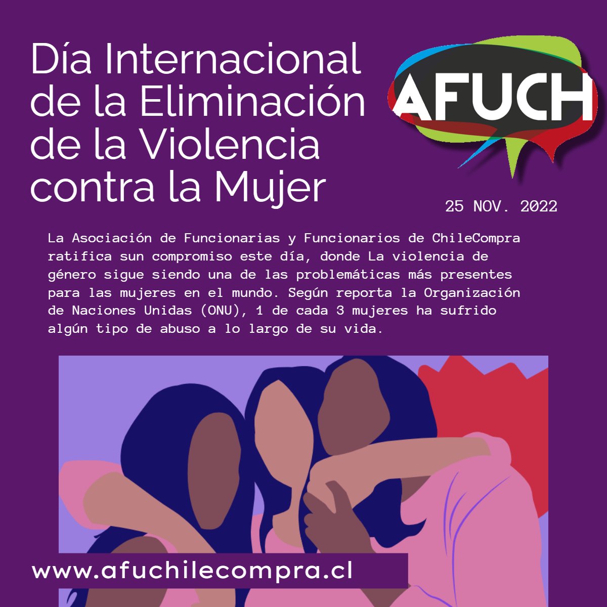 AFUCH ratifica este importante día en la lucha por la eliminación de la violencia contra las mujeres

afuchilecompra.cl