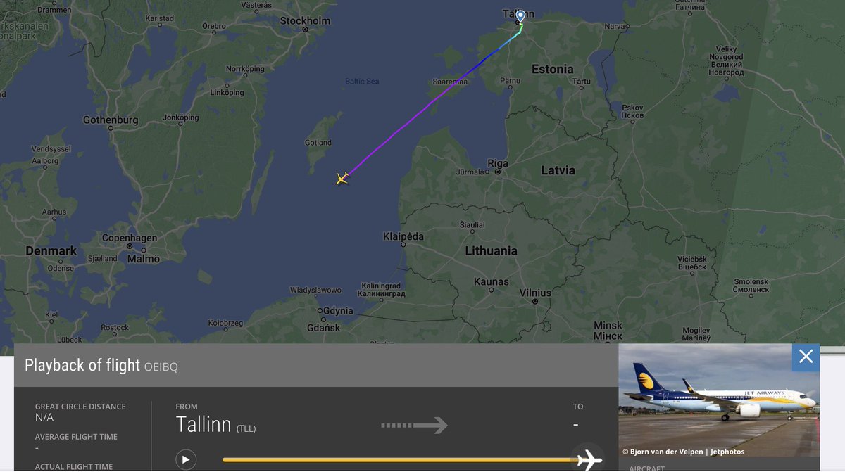 jetairways2news's tweet photo. Jet Airways ✈️ @Airbus A320neo that was painted in 9W livery recently was transferred from #Estonia to #France #Toulouse storage facility earlier today. #JetRevival #JetAirways ✈️🇮🇳 https://t.co/0qWRDSoQ0B