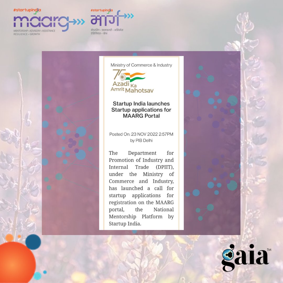 Maarg platform of Startup India uses #AI to match #startups with mentors &amp; enable industry experts n enablers guide entrepreneurs. Team <a href="/GaiaSmartCities/">Gaia Smart Cities</a> <a href="/GaiaDotin/">Gaia</a>  is delighted to be the innovation partner for Startup India to build the Maarg platform. <a href="/SumitChowdhury/">Sumit D Chowdhury</a>