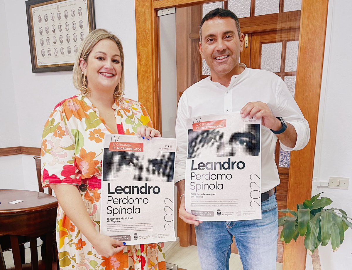 Últimos días para presentarse al Certamen de Microrrelatos Leandro Perdomo Spínola 🖋️ Teguise recuerda que el plazo de recepción de trabajos, con premios de 500 y 300€ , finaliza el próximo 30 de noviembre a las 14 horas ✔️ Consulta las bases en teguise.es