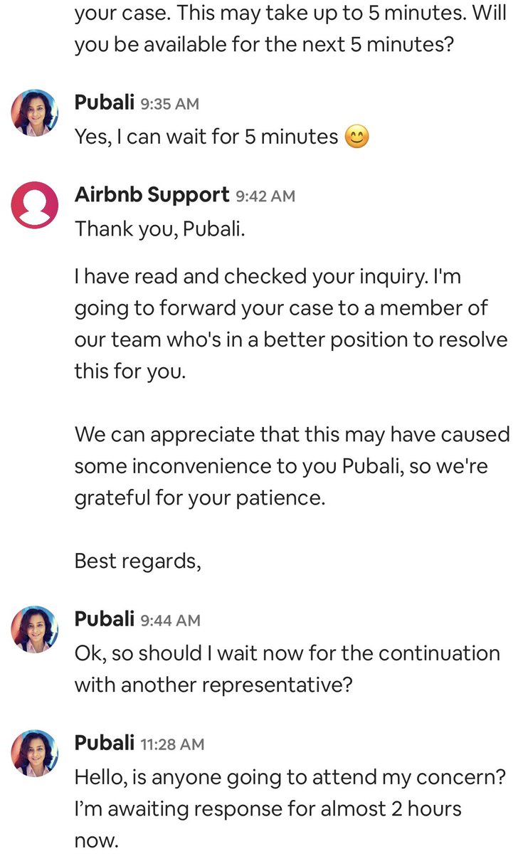 p_catchers's tweet photo. I have used @Airbnb often and have mostly had pleasant experiences staying with local host families. The first time I had to contact @AirbnbHelp for some issue, I realize why everyone despises this company. Waiting for 2 hours now for a response from the Support Team. https://t.co/w1Lxr6S26Y