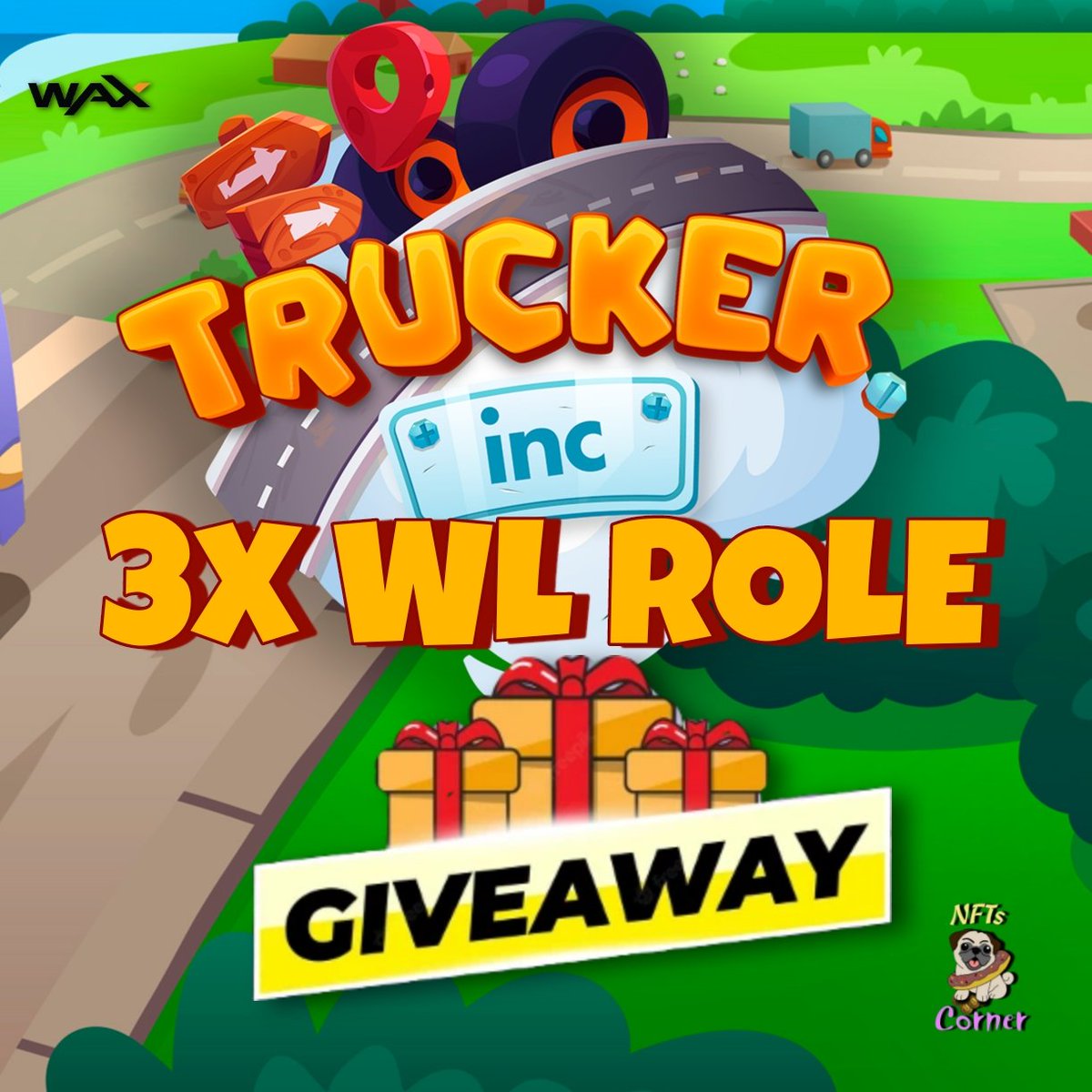 nftscorner4u's tweet photo. 🚀WAX PROJECT 🚀
🎉 3x WL role Giveaway 🎉

1️⃣ Follow @trucker_inc &amp; @nftscorner4u
2️⃣ ❤️ &amp; RT
3️⃣ Tag 3 Friends
4⃣ Join https://t.co/BroGiIHkPB
⏰ 48hrs

#NFT #NFTgiveaways  #wax  #Crypto #P2E #NFTCommmunity #waxnfts #nftscorner #aptos #sol #btc https://t.co/HXQUZy8vHy