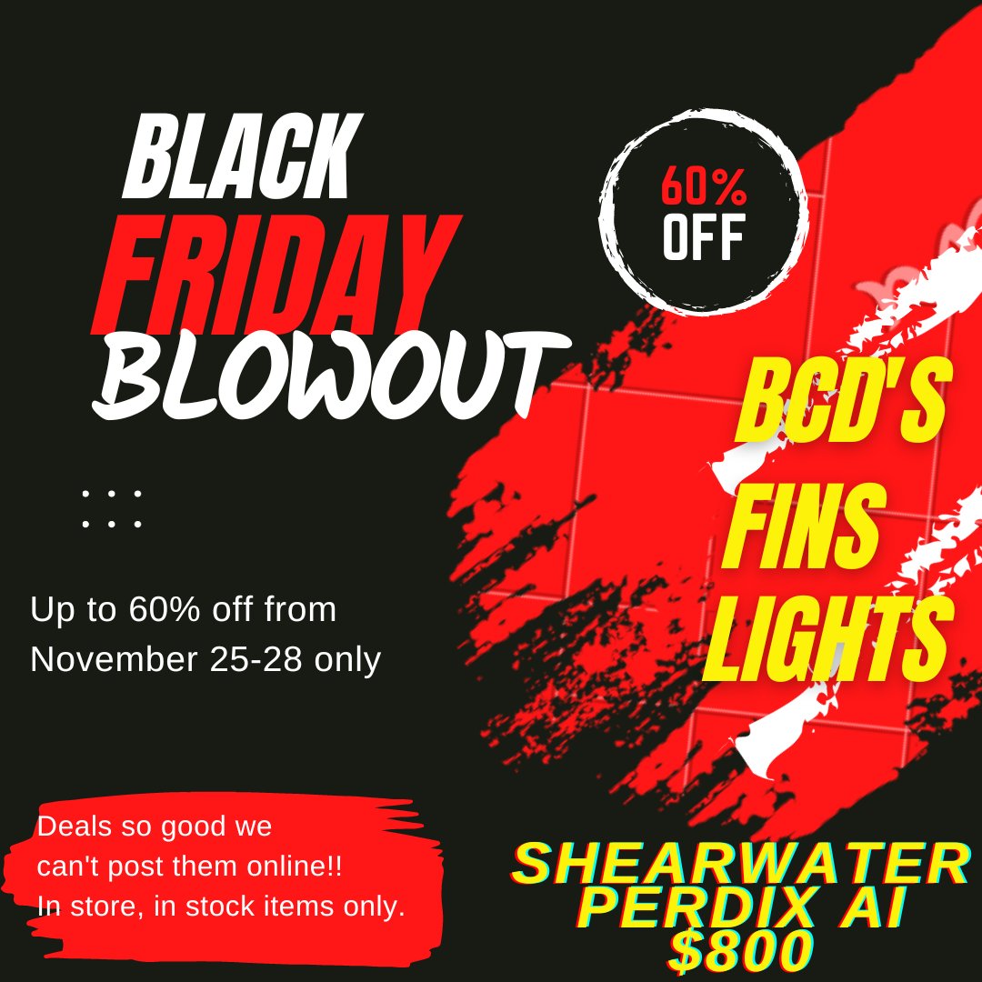DiveOnIt's tweet photo. Black Friday Weekend Savers! - https://t.co/nMpfLlXw4u
Upto 60% off marked instock items.  
Shearwater Perdix AI's for only $800 and More! https://t.co/xuQTYGOhPH