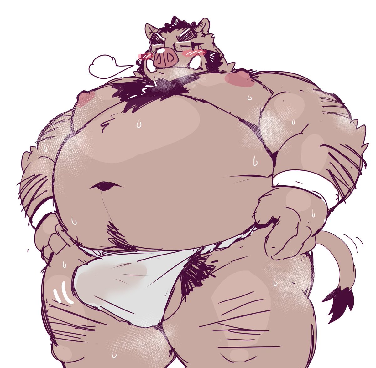 体毛を横線で表現するやつ普通獣人じゃありえないんだろうけど雄っぽさ出てエロいから好き