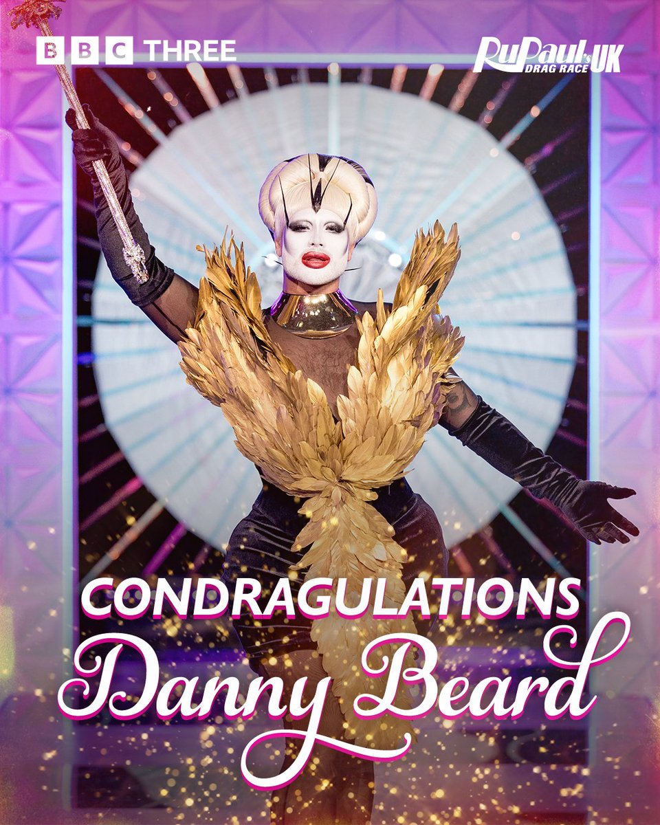 dragraceukbbc's tweet photo. The UK's next Drag Race superstar is @thedannybeard 👑✨ #DragRaceUK https://t.co/pzm3ThjyaR