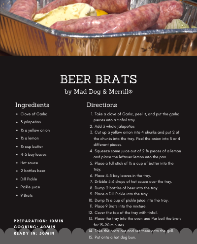 DogMerrill's tweet photo. Beer Brats
https://t.co/0oLibYCYYB
#maddogandmerrill #grillingrecipe #recipe #bbqrecipe #grilling #dinneridea #whattogrill #whattocook #dinnerrecipe #bbqideas #grillidea #midwestgrilling https://t.co/YsXxhsbWmV