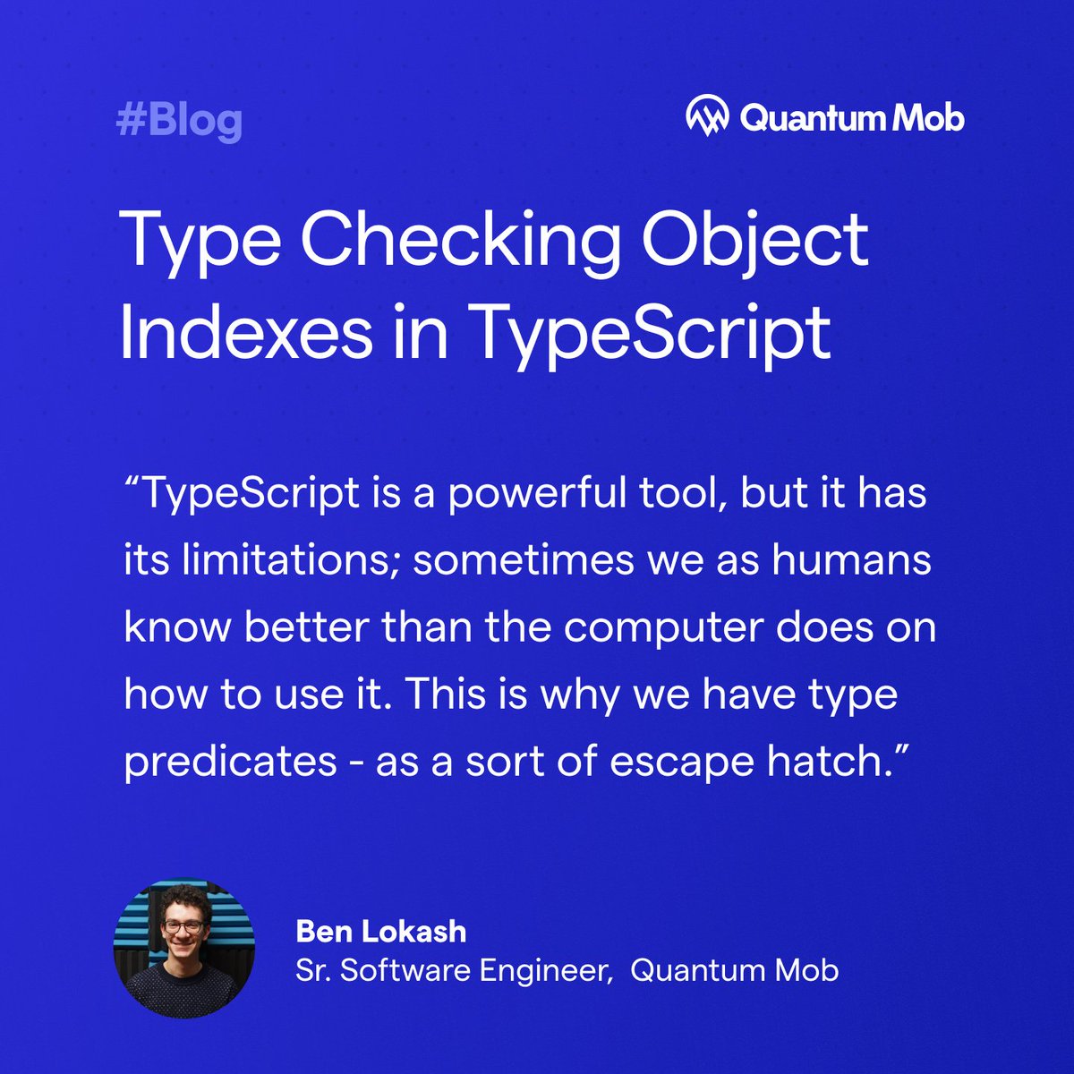 quantummob's tweet photo. How can we use an arbitrary string or number to index an object’s properties in a type-safe manner? Read Ben Lokash's blog to find out. Or skip to the end and copy-paste. We won’t be offended.
https://t.co/Huz7KkdfV0

#typescript #mustread #techblog https://t.co/0FNUn2Myre