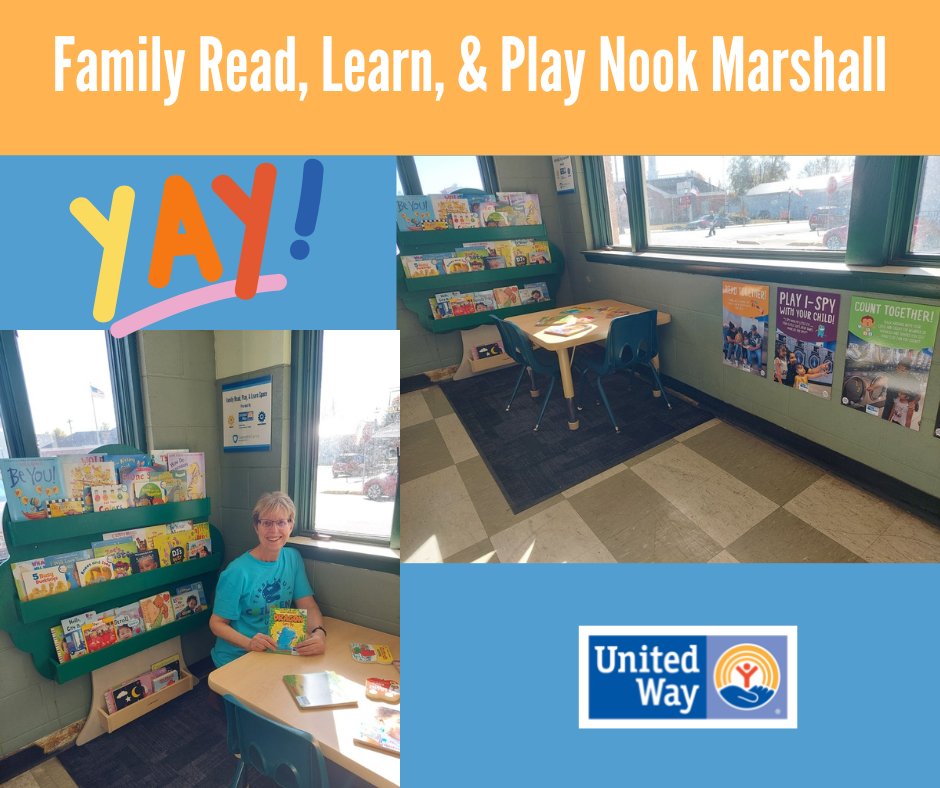 Our Strong Neighborhoods and Success By 6 Impact Councils continue to install Family Read, Learn, &amp; Play Nooks across the Wabash Valley in laundromats.  Our latest success is a new nook in Marshall, IL!