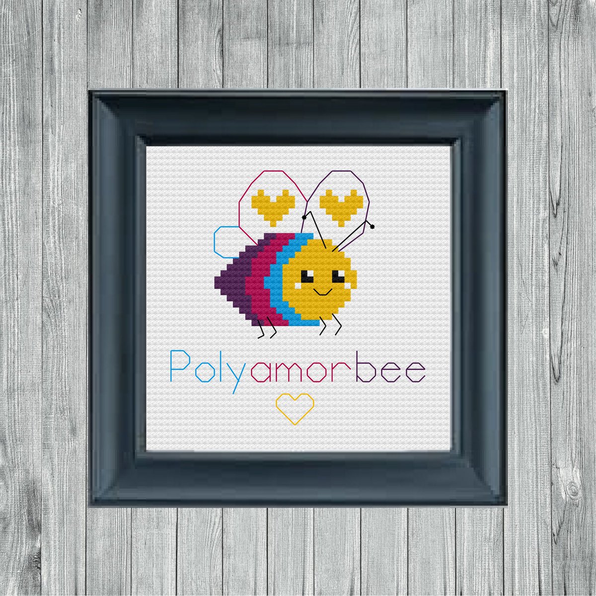 KittysXStitch's tweet photo. So excited about the new Polyamorous flag!! To celebrate, I've made a cute lil cross stitch pattern which is available here:
 https://t.co/uIKjAbk48F https://t.co/PKaYHQTrmW