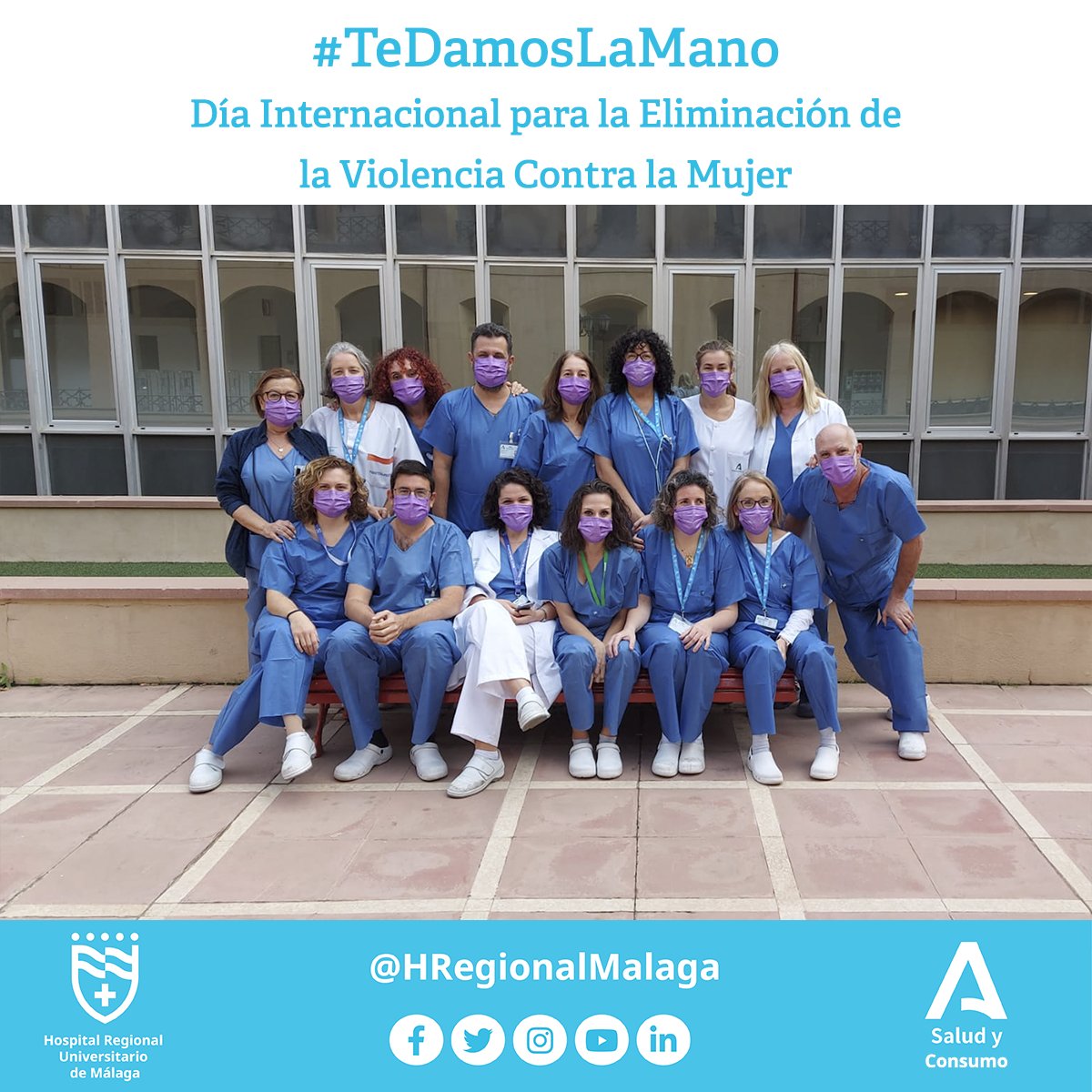 HRegionalMalaga's tweet photo. 👐 “Te damos la mano” es la campaña que lanzamos este año desde el 𝗛𝗼𝘀𝗽𝗶𝘁𝗮𝗹 𝗥𝗲𝗴𝗶𝗼𝗻𝗮𝗹 𝗨𝗻𝗶𝘃𝗲𝗿𝘀𝗶𝘁𝗮𝗿𝗶𝗼 𝗱𝗲 𝗠á𝗹𝗮𝗴𝗮 con motivo del #25N #HRUMContigo https://t.co/wyEP7JCALi
