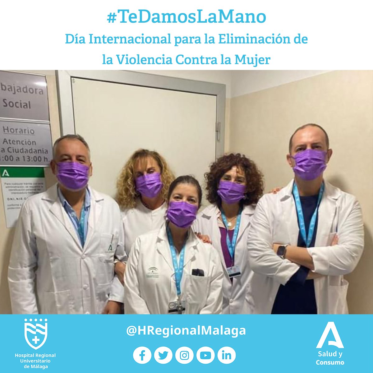 HRegionalMalaga's tweet photo. 👐 #DíaParalaEliminacióndelaViolenciaHaciaLaMujer
Manos que te curan, manos que te cuidan, manos que te acompañan, manos que te protegen.
Somos centro comprometido con la Violencia de Género. Te acompañamos, te cuidamos, te curamos, te protegemos. No estás sola 
#HRUMContigo https://t.co/lTQHBr0m11