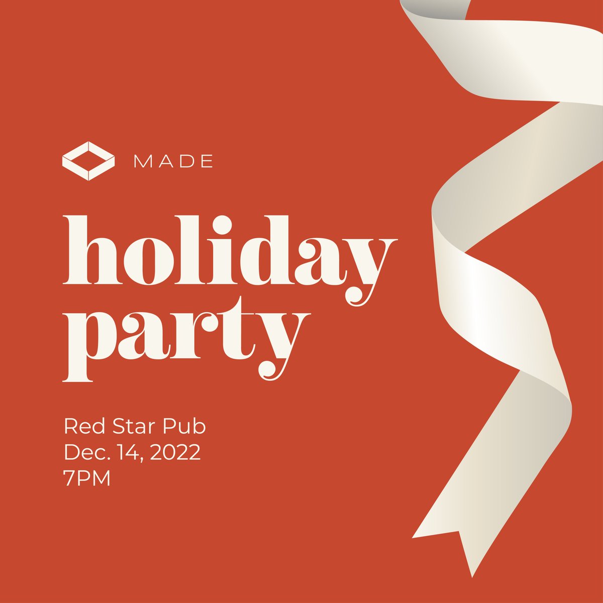 Join us on December 14 to cap off a great year of MADE events over food and drinks! More info: eventbrite.ca/e/made-holiday…