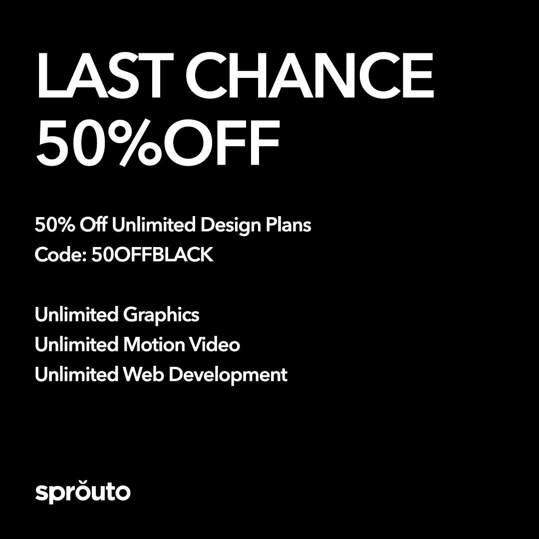 sproutogroup's tweet photo. THERE IS STILL TIME 
BLACK FRIDAY SUPER SALE ENDS AT MIDNIGHT 
50% OFF 1ST MONTH

Unlimited Monthly Design Plans To Grow Your Business. 

UK DESIGNERS!
CANCEL ANYTIME!

Unlimited Graphics, Motion &amp; Development

DISCOUNT CODE: 50OFFBLACK

https://t.co/rfBwl9YhXp

#blackfriday2022 https://t.co/hHZApVa5GT