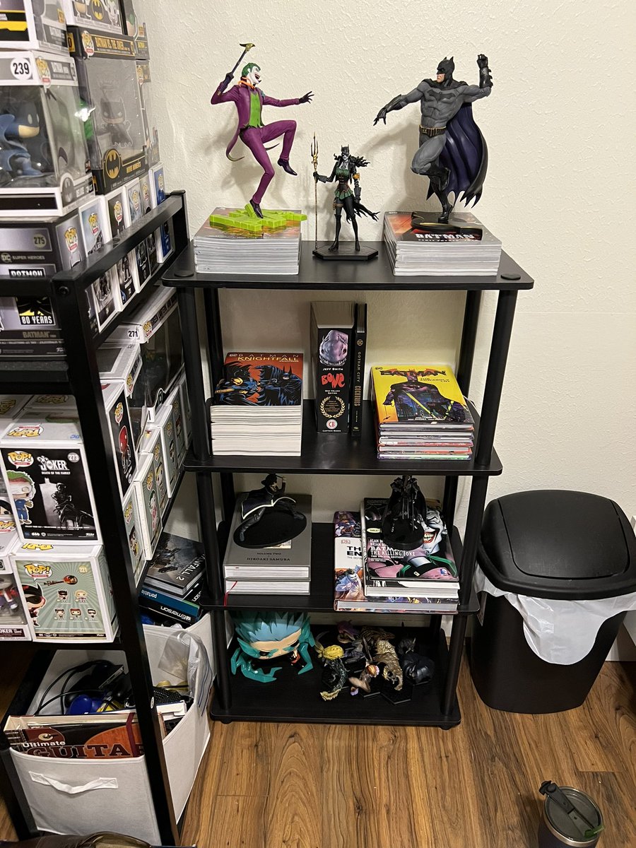 Grim5250's tweet photo. @comicsexplained A bad picture but it’s pretty much all Batman/dc trades 😂 had to reorganize https://t.co/EF6fPTS526
