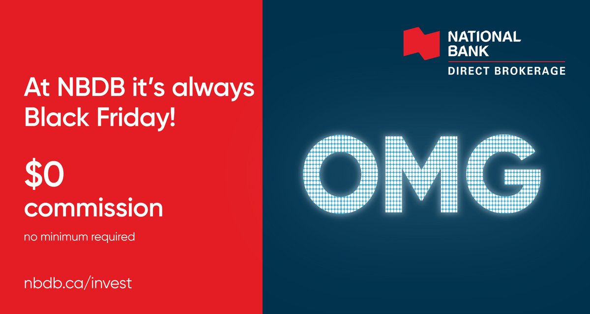 On #BlackFriday like all year long, take advantage of $0 commission on all (yes, all!) online transactions any time with National Bank Direct Brokerage. OMG!
#selfdirectinvesting