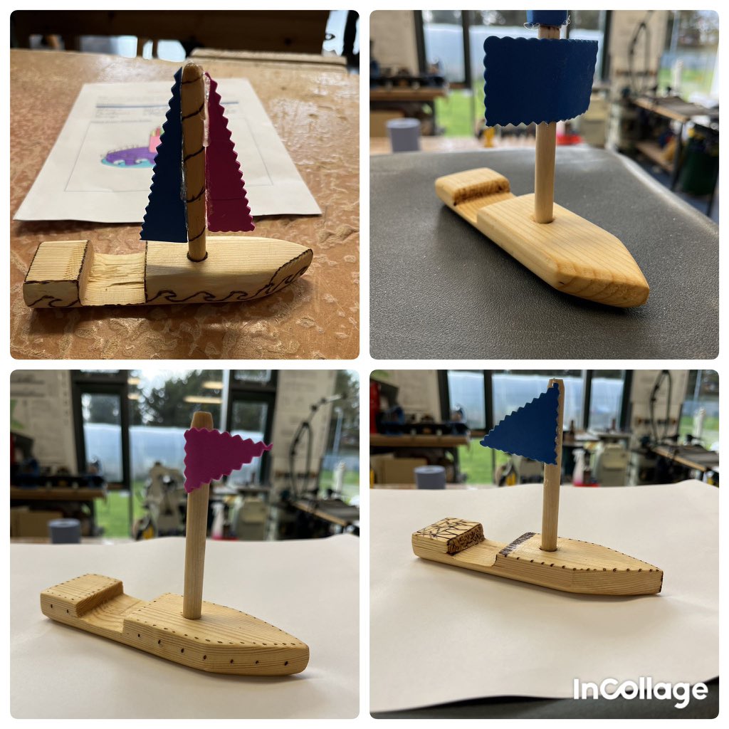 First year students recently completed their Boat project. Students engaged with an array of tools for the first time and completed sawing, planing and chiselling activities. Design was a key aspect of the project and students had an opportunity to express their own creativity.