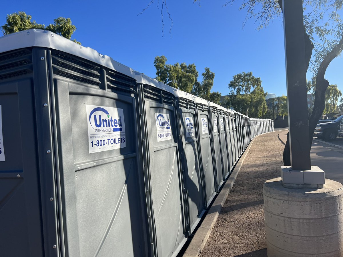 ShawnInArizona's tweet photo. Two hours in and there are officially more porta-potties than patriots 😂 https://t.co/Plkg93u8Ns