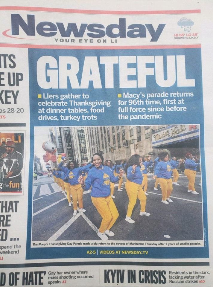 SGRho's tweet photo. When we say #GREATER this is what we mean. 

On the cover of @Newsday 

#Sgrho100 #MacysParade https://t.co/NUZbLBzJG9